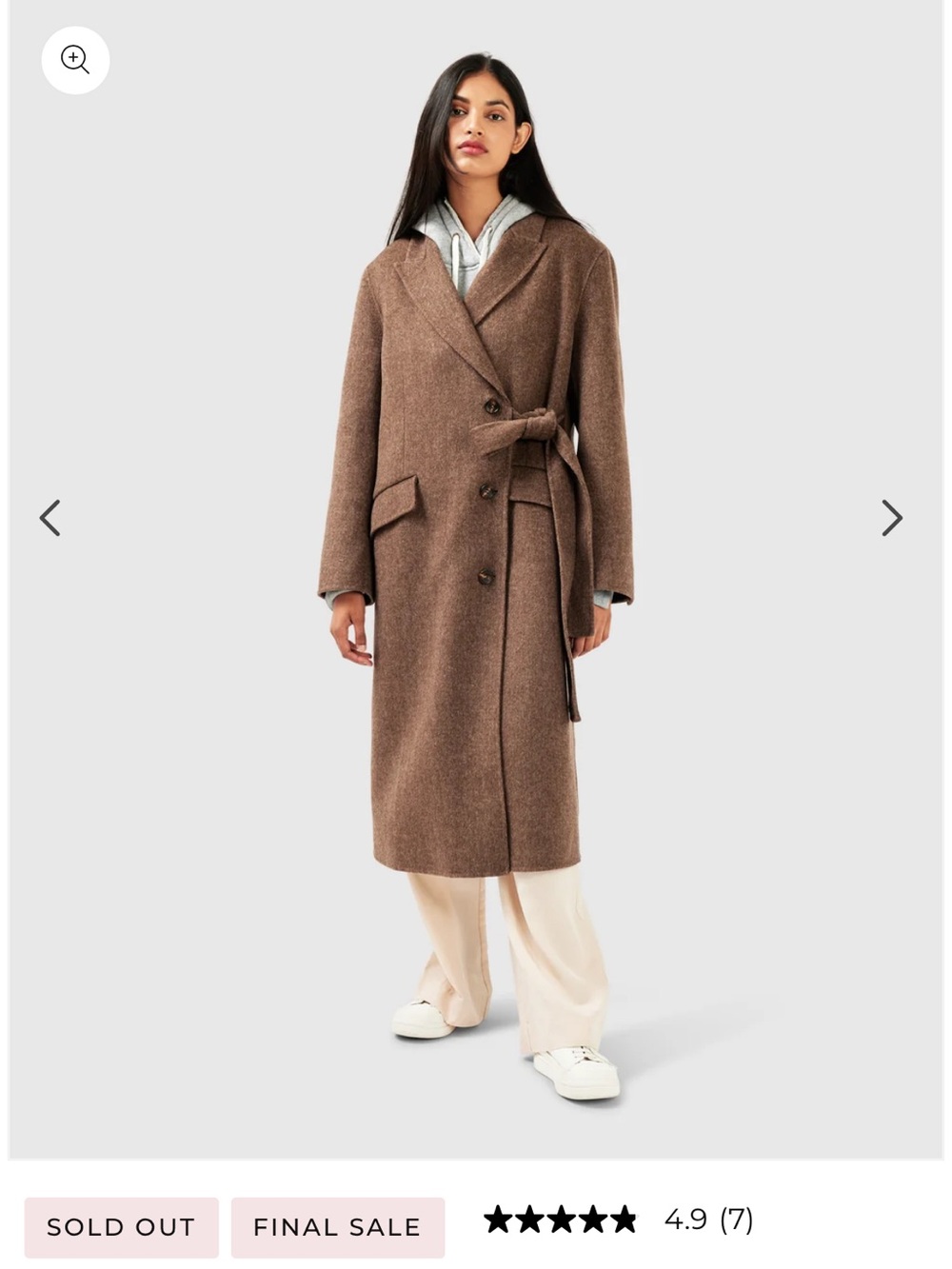 Right There Wool Blend Side Tie Coat - Walnut
